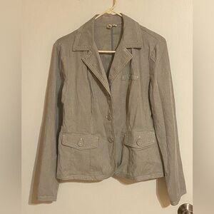 Women’s St. John’s Bay Stretch Blue Blazer With Light Pinstripe, Size Medium